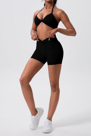 XO Halterneck Sports Bra & Hip Lift Shorts Set