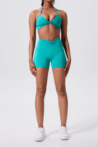 XO Halterneck Sports Bra & Hip Lift Shorts Set