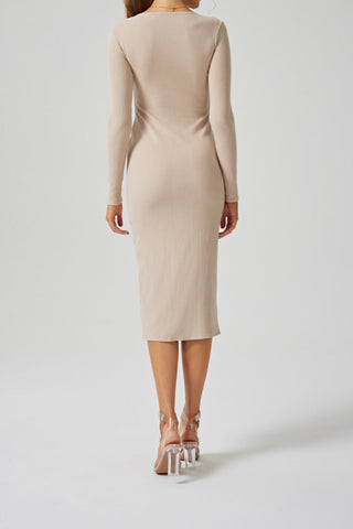 XO Open Button V Neck Dress