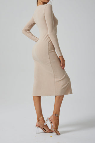 XO Open Button V Neck Dress