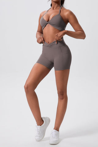 XO Halterneck Sports Bra & Hip Lift Shorts Set