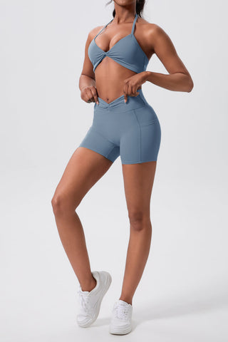 XO Halterneck Sports Bra & Hip Lift Shorts Set