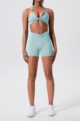 XO Halterneck Sports Bra & Hip Lift Shorts Set